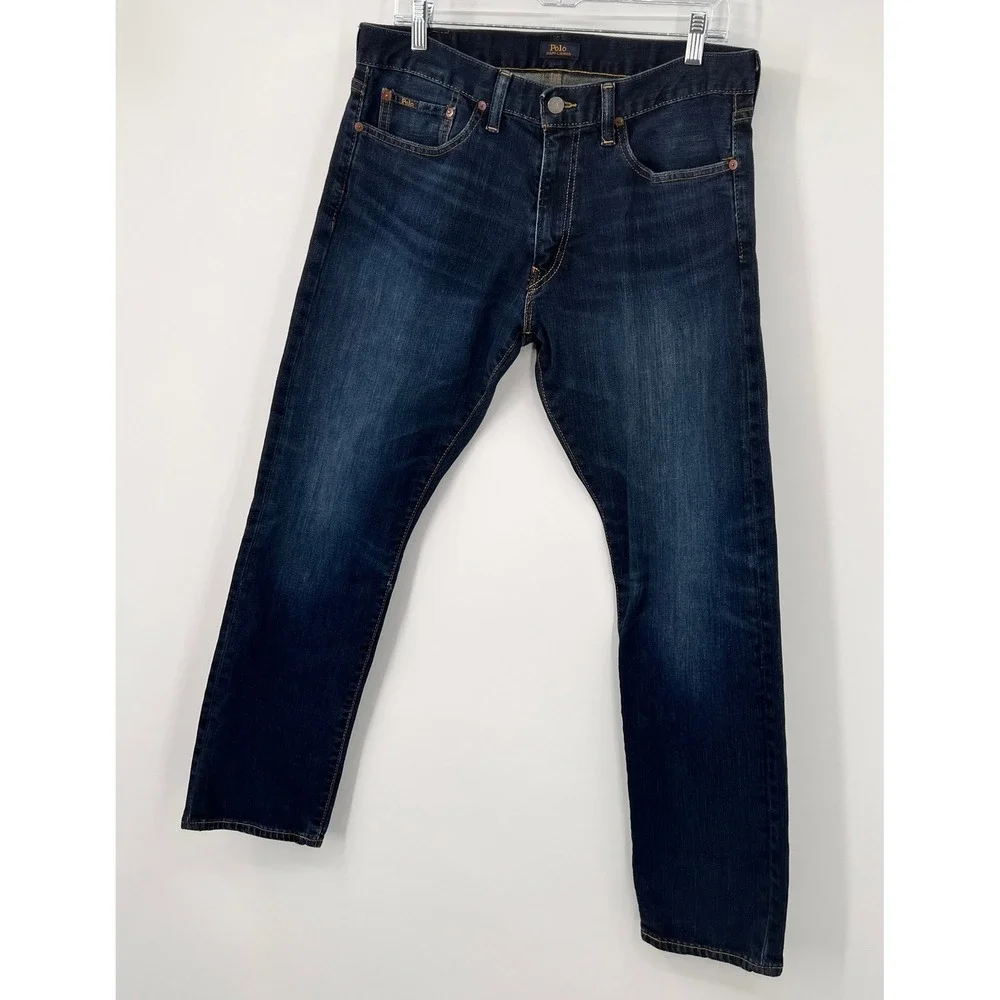 Polo Ralph Lauren Sullivan Slim Jeans Mens 33x30 Dark‎ Wash Blue Denim Pants